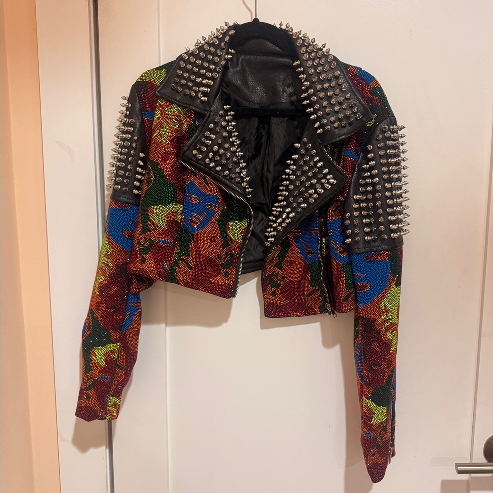 Azalea Wang Studded Multicolor Women's Sequins Jacket